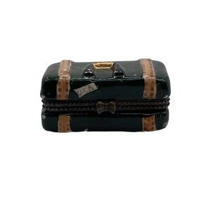 Green Luggage USA Tag Cold Painted Hinged Lid Trinket Box